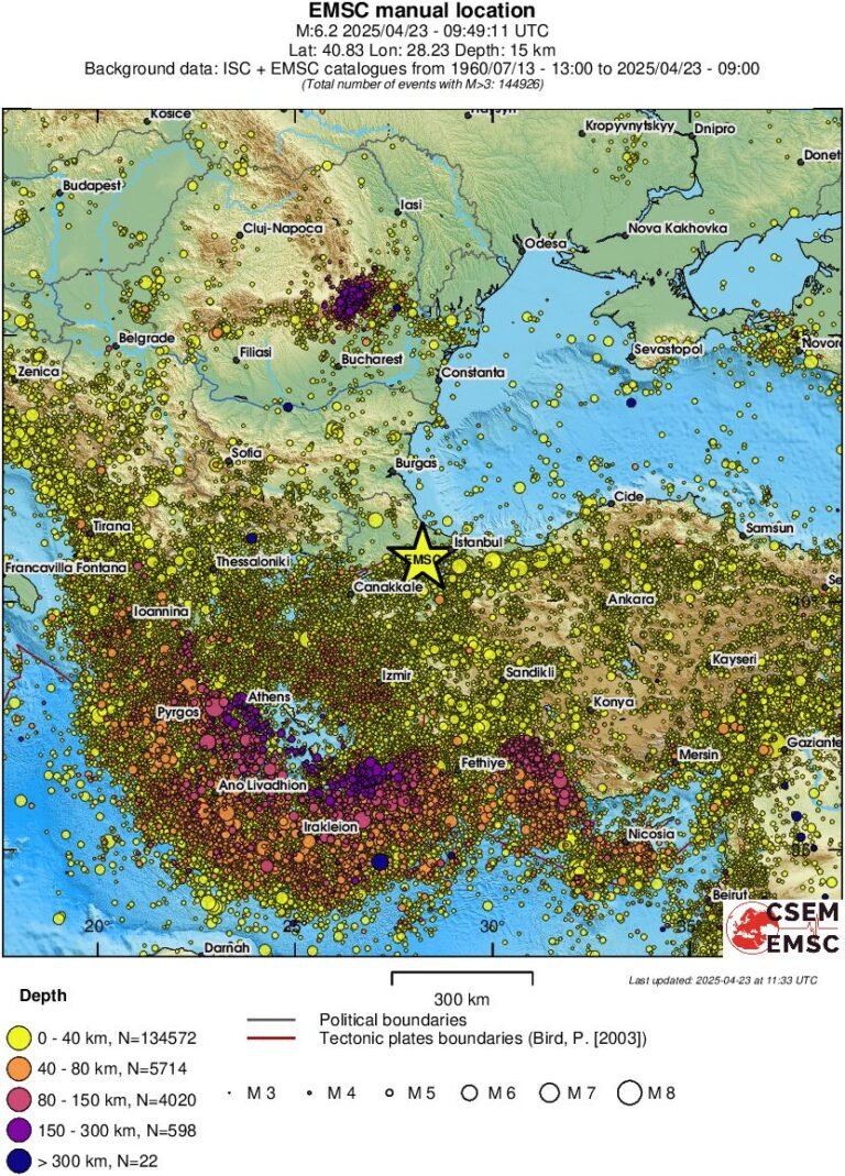 Powerful 6.2-Magnitude Earthquake Strikes Near Rhodes and Southwest Türkiye; One Dead, Dozens Injured